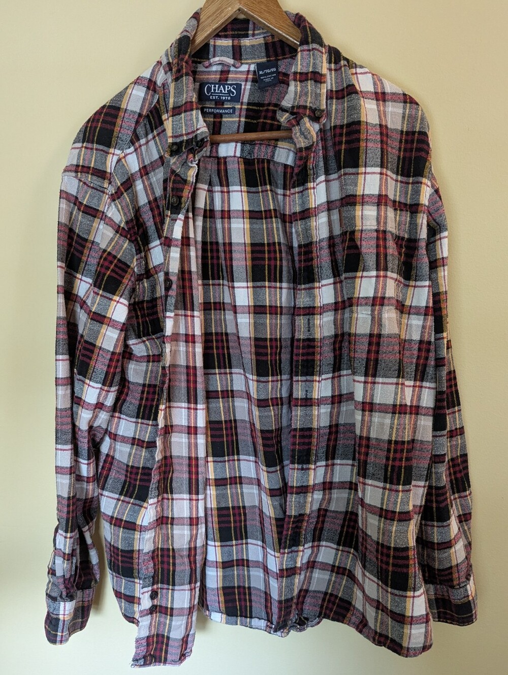 Chaps Red/White Flannel long sleeve button up Size XL